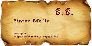 Binter Béla névjegykártya
