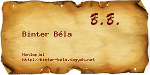 Binter Béla névjegykártya